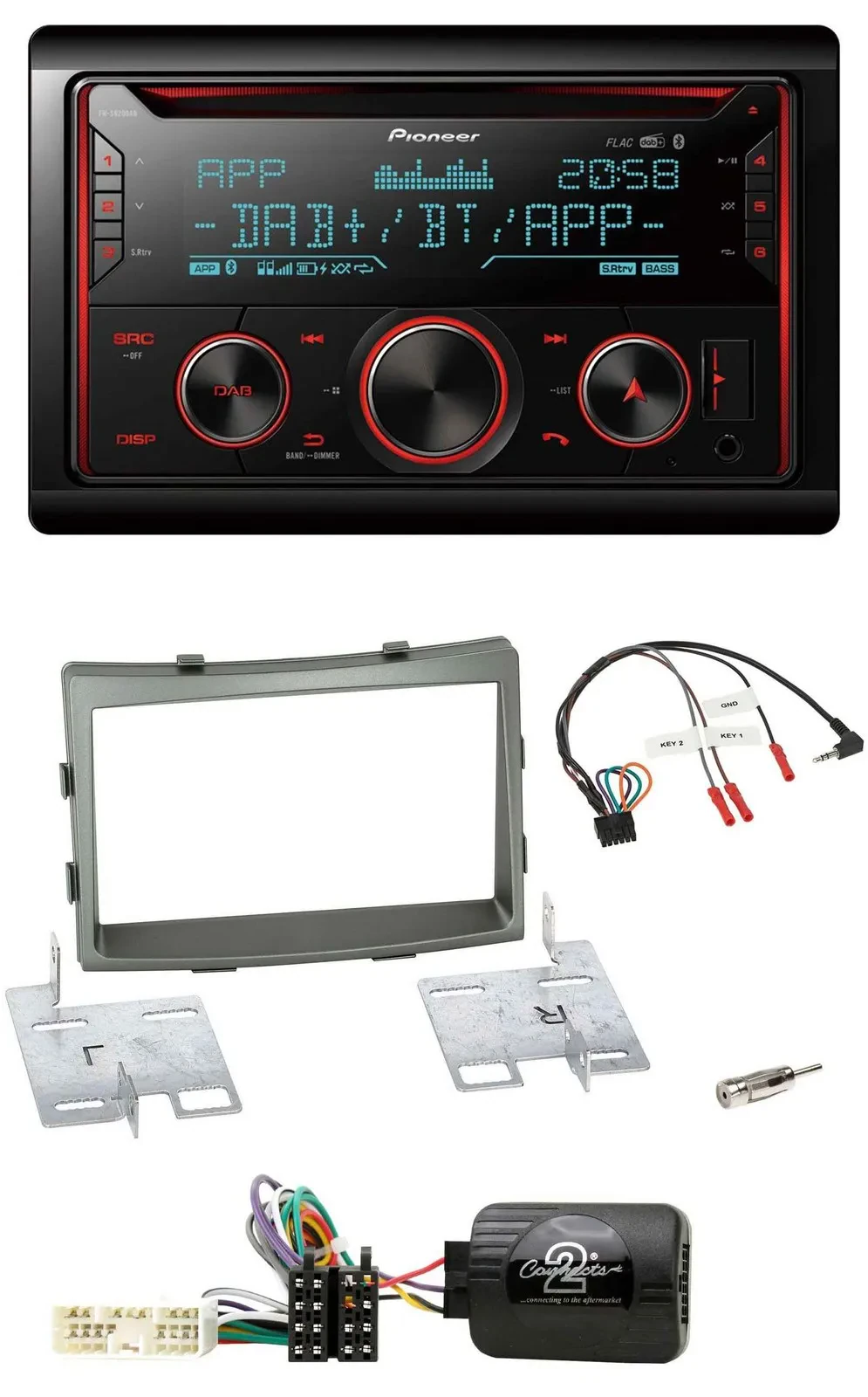 Pioneer 2DIN DAB Lenkrad Bluetooth USB CD Autoradio für SSangYong Rodius ab 2013