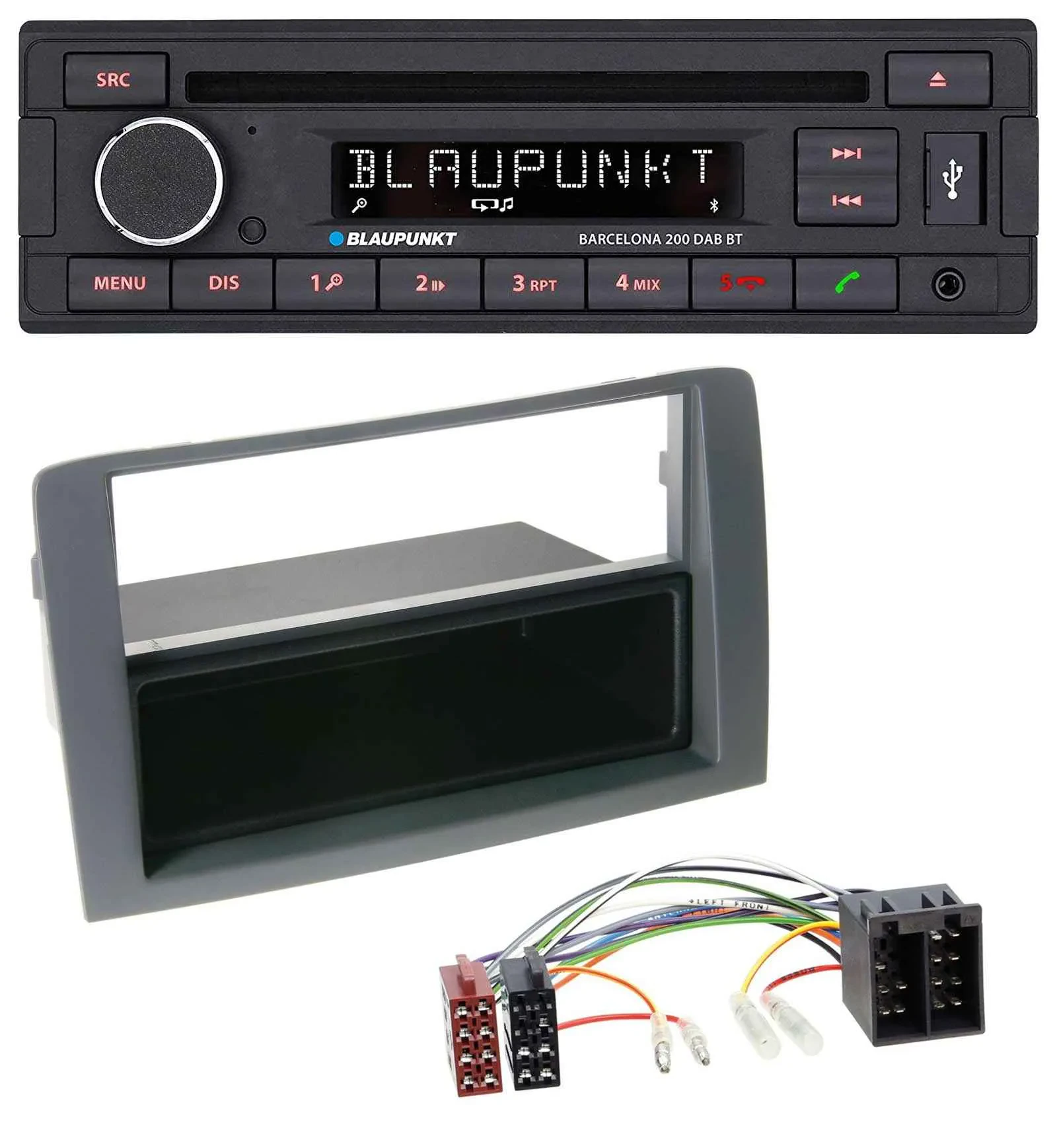 Автомагнитола Blaupunkt USB DAB CD Bluetooth MP3 для Fiat Idea (350, 2003–2011) серый