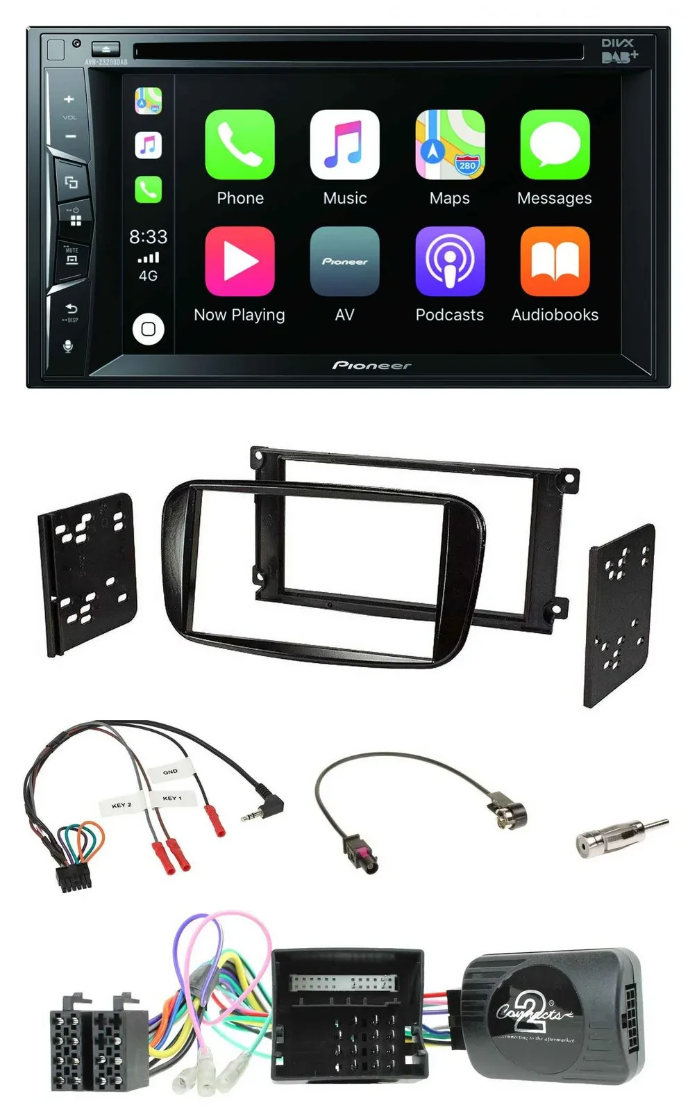 Pioneer Lenkrad USB DVD Bluetooth DAB 2DIN Autoradio für Ford Focus C-Max CAN-Bu