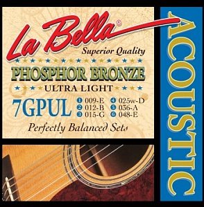 Струны для акустической гитары La Bella 7GPUL 9-48, бронза фосфорная