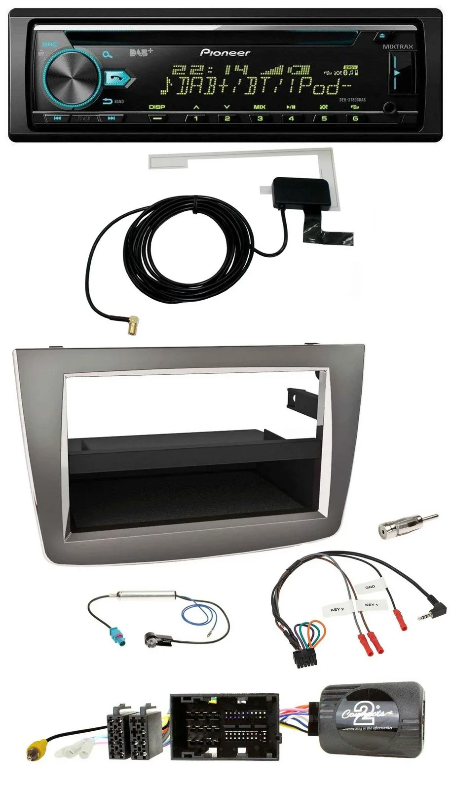 Автомагнитола для Alfa Romeo MiTo (2014–2018) Pioneer CD, USB, DAB, MP3, серебристая