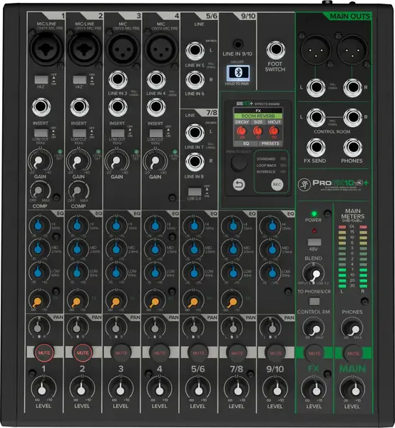 Аналоговый микшер Mackie ProFX10v3+ 10-Channel Analog Professional Effects Mixer