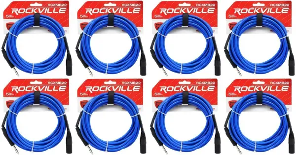 Коммутационный кабель Rockville RCXMB20-BL Blue 6.1 м (8 штук)