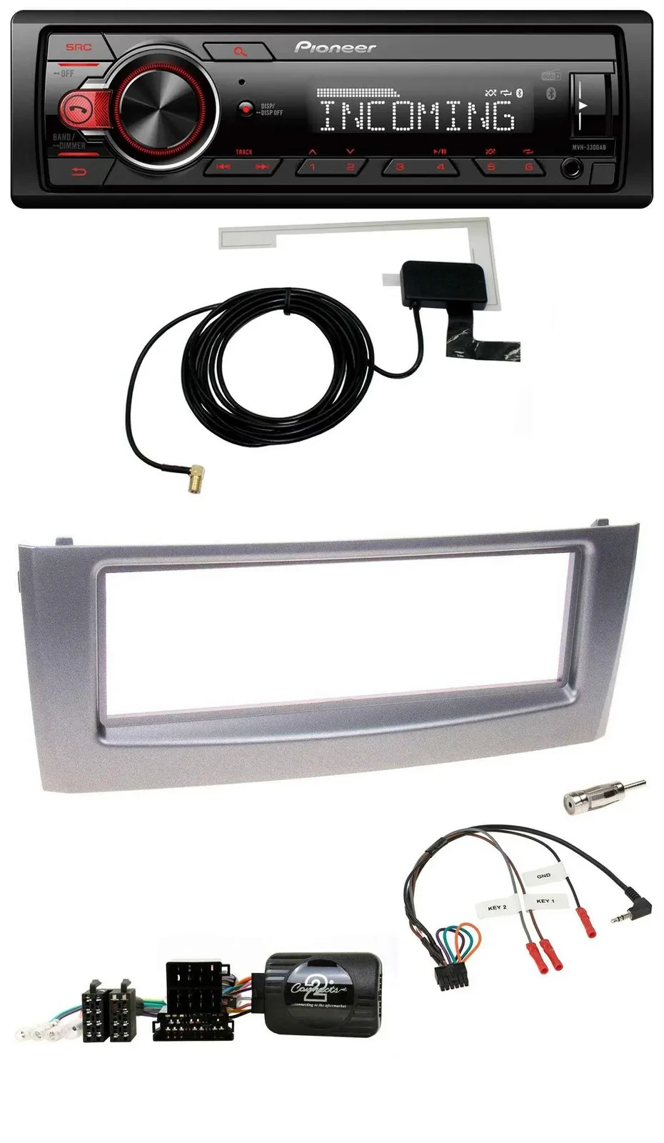 Pioneer MP3 Lenkrad CD DAB USB Autoradio für Fiat Grande Punto 2006-2010 grau