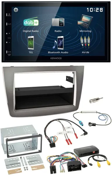 Kenwood 2DIN Bluetooth Lenkrad USB DAB Autoradio für Alfa Romeo Mito silber 14-1