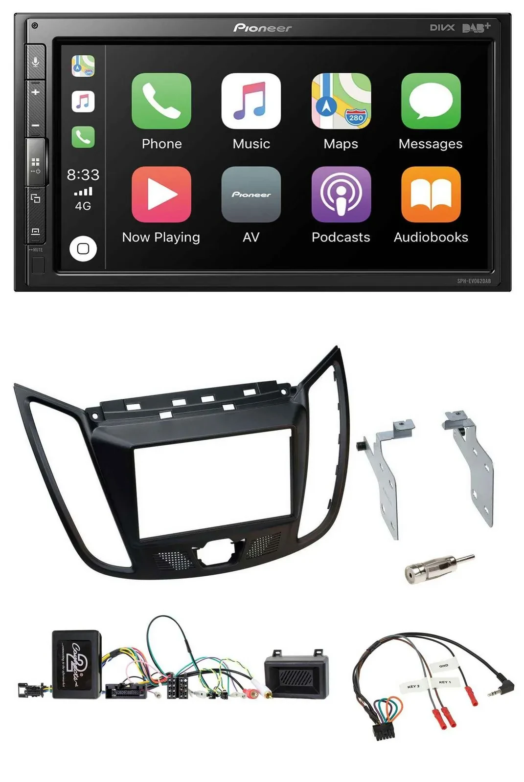 Автомагнитола для Ford Kuga DM2 Pioneer 2-DIN, DAB, Bluetooth, USB