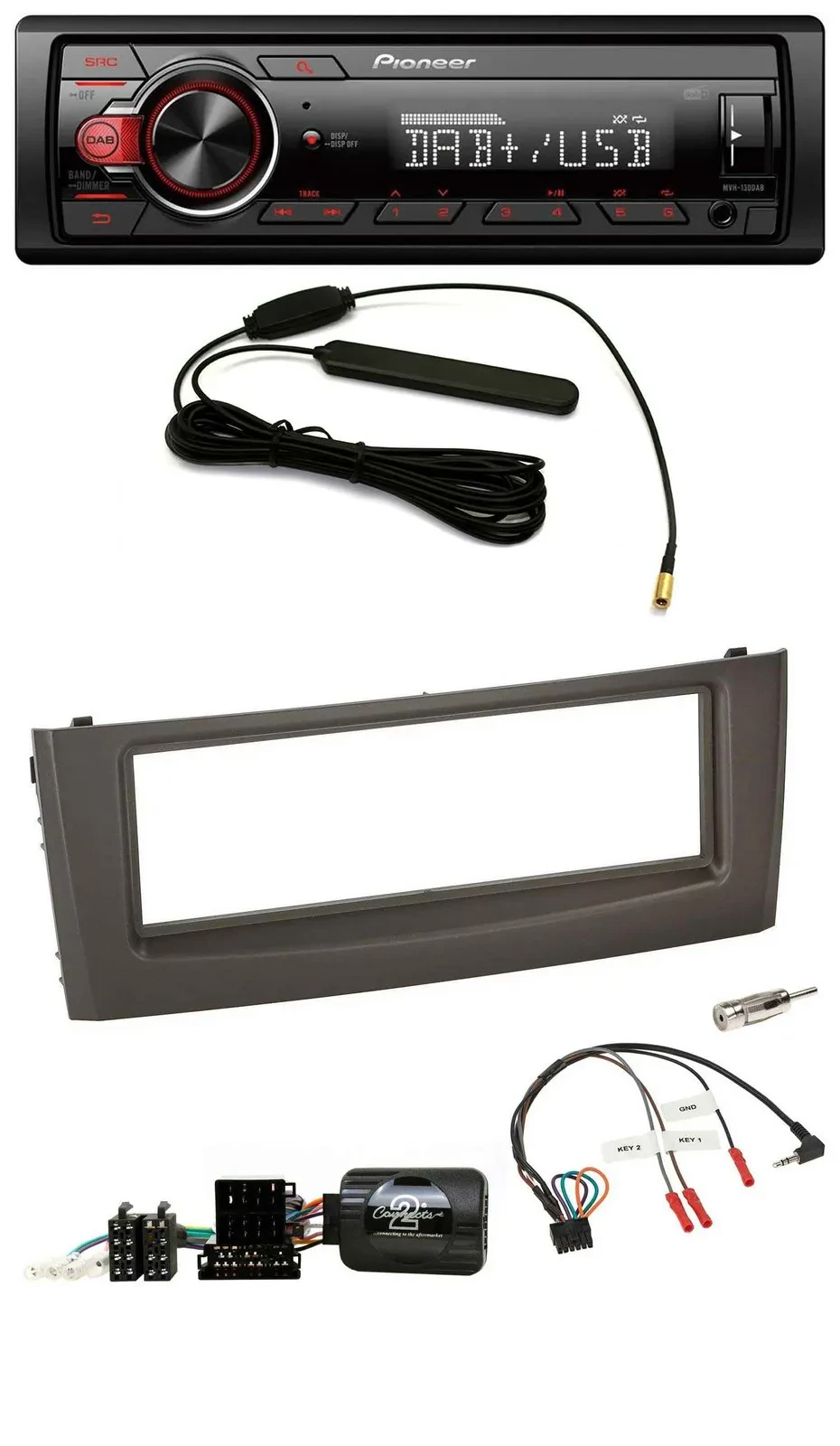 Автомагнитола Pioneer 1-DIN DAB USB для Fiat Grande Punto (2006–2010), черный