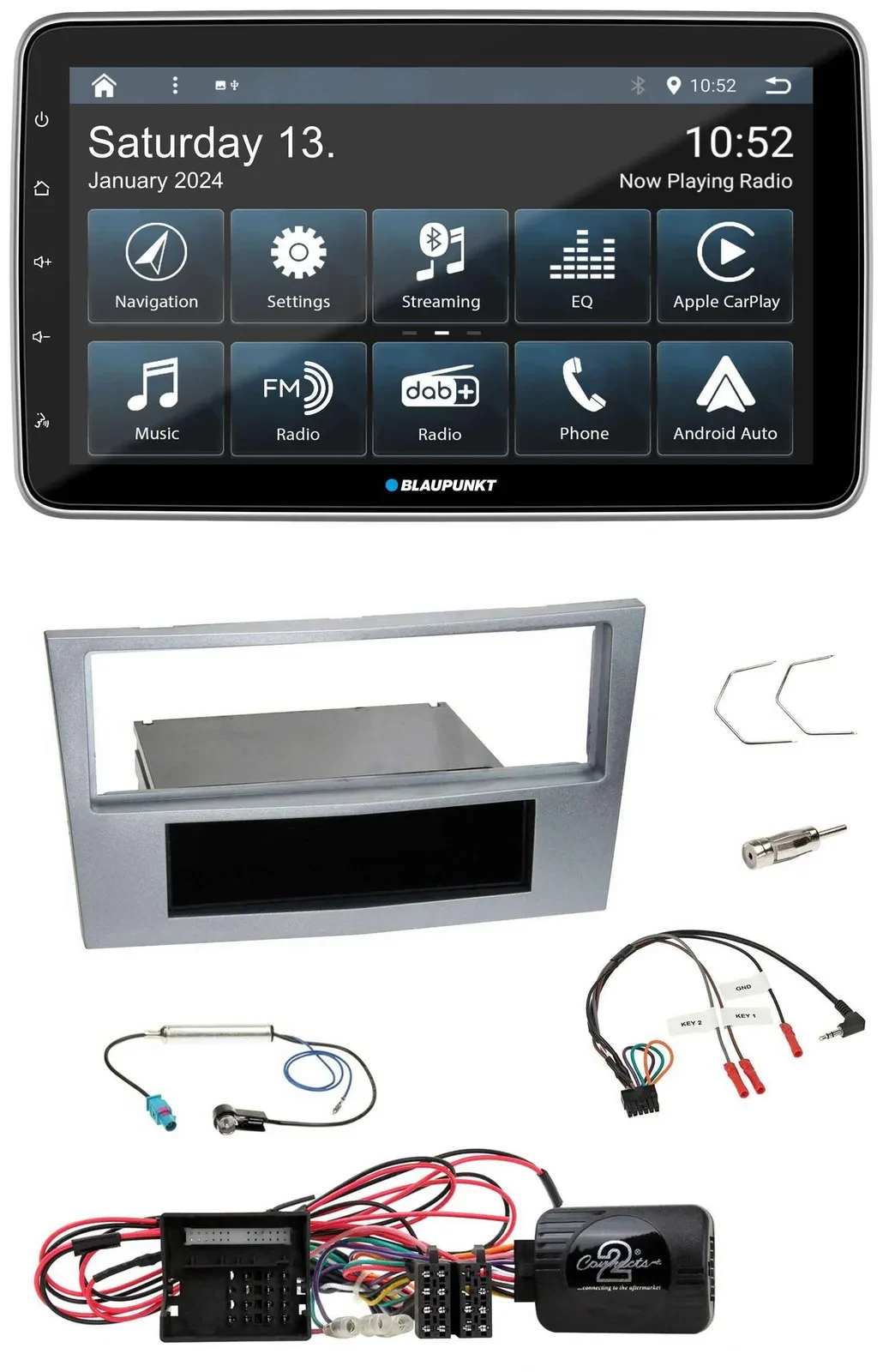 Blaupunkt USB DAB SD Lenkrad Bluetooth Autoradio für Opel Corsa D matt-chrom 09-
