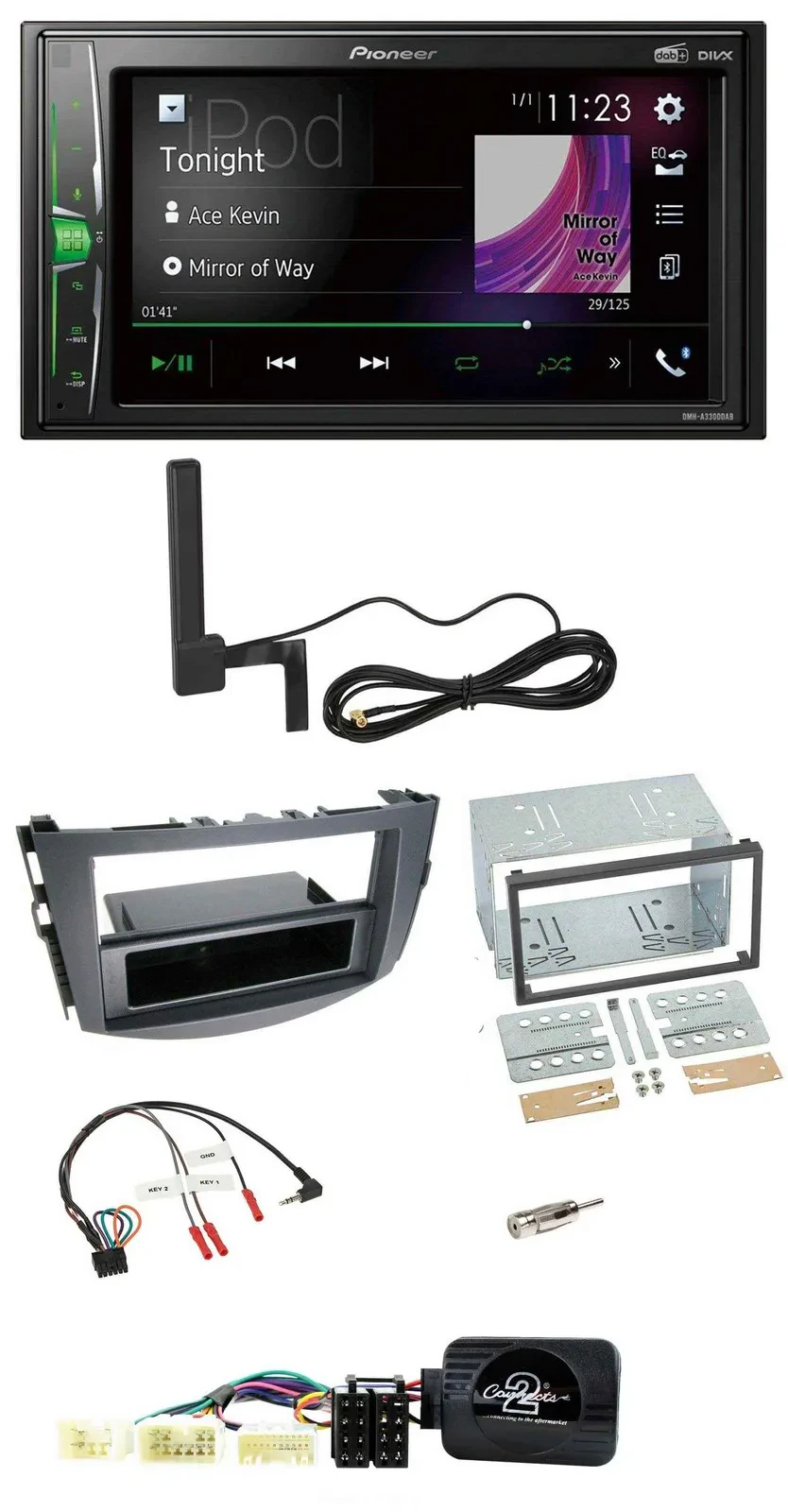 Автомагнитола Pioneer 2DIN, DAB, Bluetooth, MP3, поддержка управления на руле для Toyota RAV4 (2006–2011)