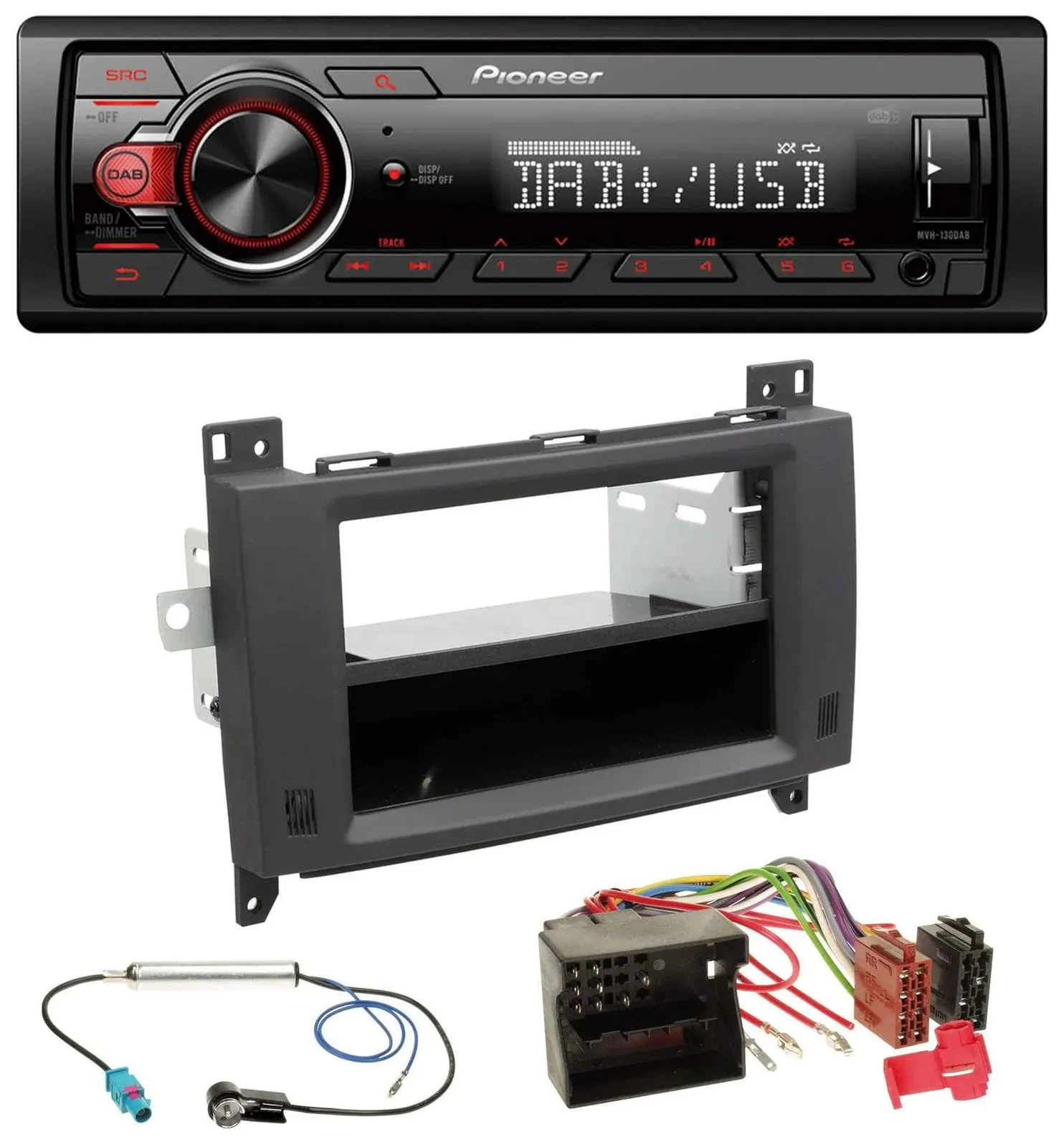 Pioneer MP3 1DIN DAB USB AUX Autoradio für Mercedes Vito Viano 06-14 Rubbertouch