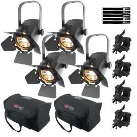 Chauvet DJ EVE TF-20X Black Fresnel Luminaires Light Fixtures 4-Pack with Bags