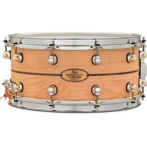 Малый барабан Pearl Music City Custom Solid Shell Snare Maple Kingwood Center Inlay 14x6.5 Natural