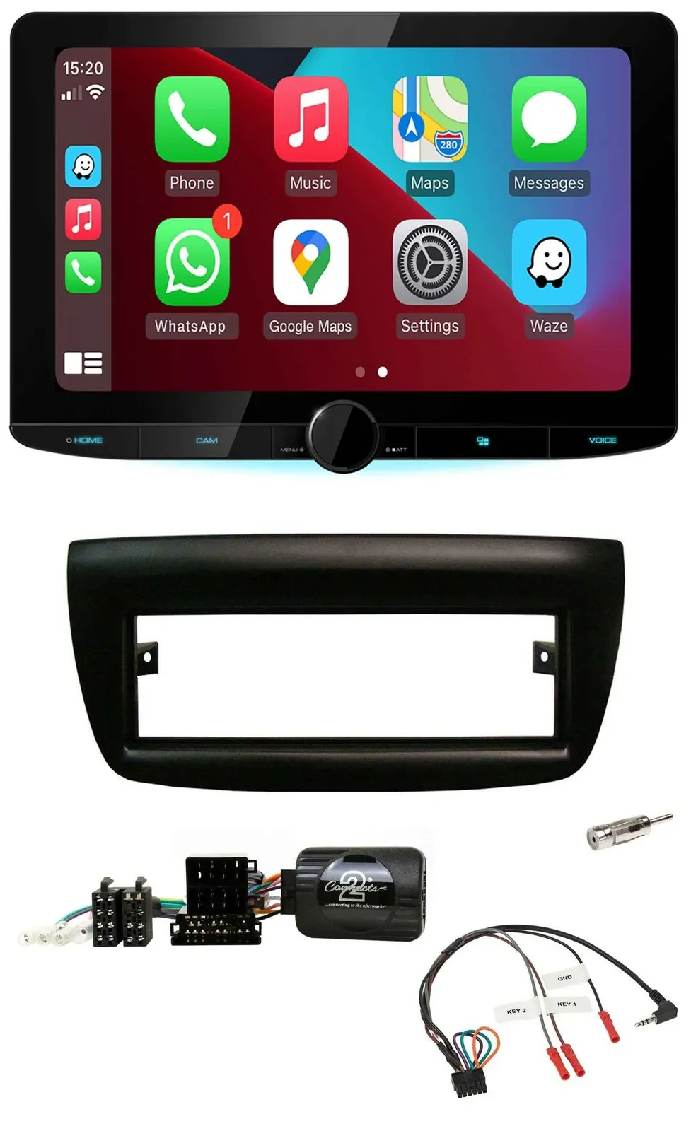 Kenwood Lenkrad USB DAB Bluetooth Autoradio für Fiat Doblo 2012-2015 schwarz
