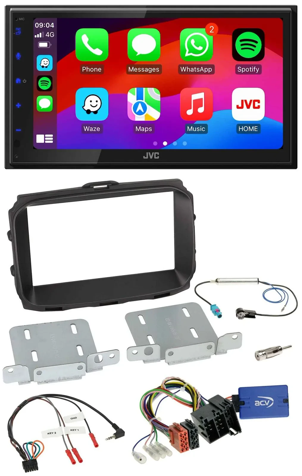 JVC Bluetooth 2DIN Lenkrad DAB USB Autoradio für Alfa Romeo Giulietta 2013-2021