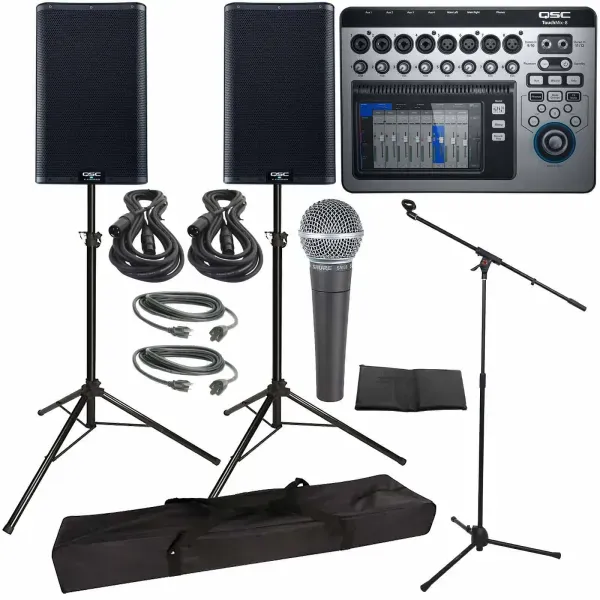 QSC K10.2 10" Powered Active DJ Pro Audio Speakers Pair w Touchmix 8 Live Mix...