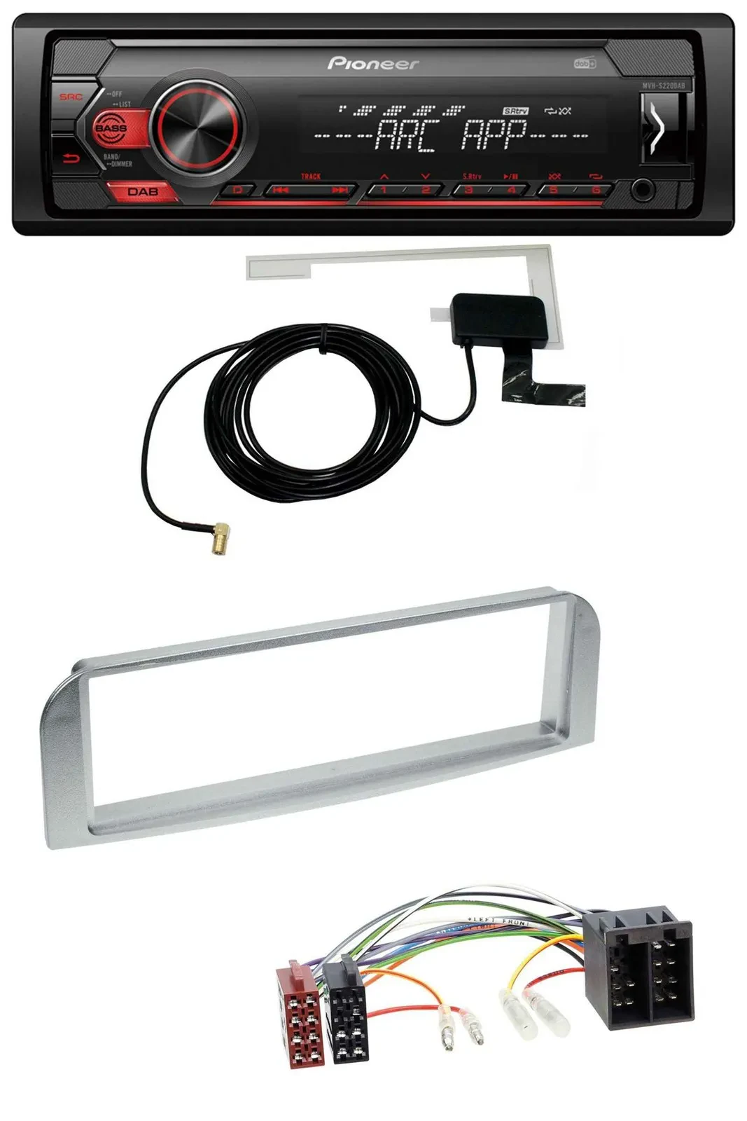 Pioneer 1DIN USB DAB MP3 AUX Autoradio für Alfa Romeo 147, GT - silbergrau