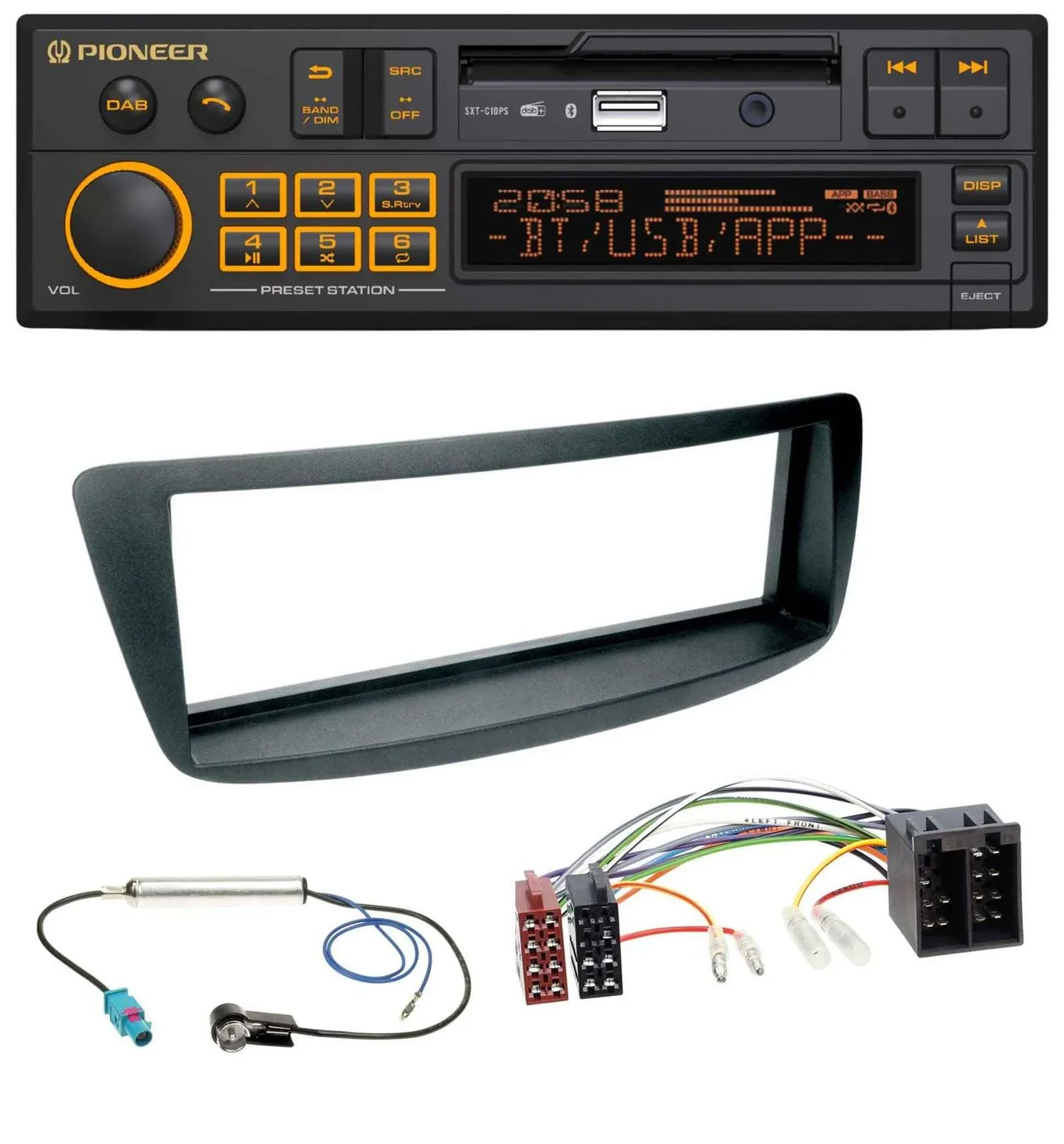 Pioneer DAB MP3 USB Bluetooth Autoradio für Citroen C1 Peugeot 107 Fakra Phantom