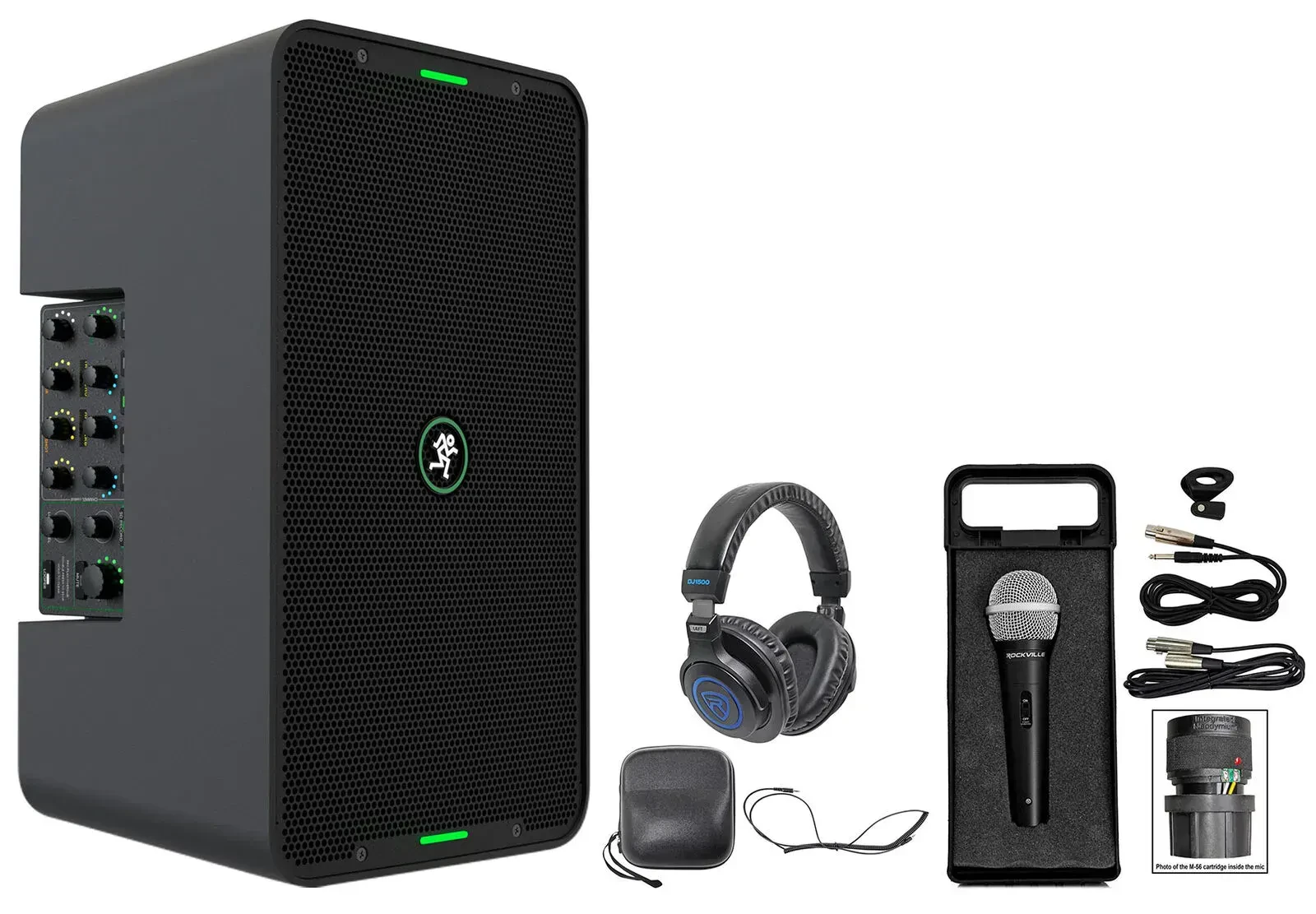 Портативная акустическая система для DJ Mackie ShowBox 8", Bluetooth, аккумуляторная, с микшером (набор: микрофон, наушники)