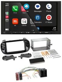 JBL MP3 DAB Bluetooth USB 2DIN Autoradio für Fiat 500 bis 2012 glänzend schwarz