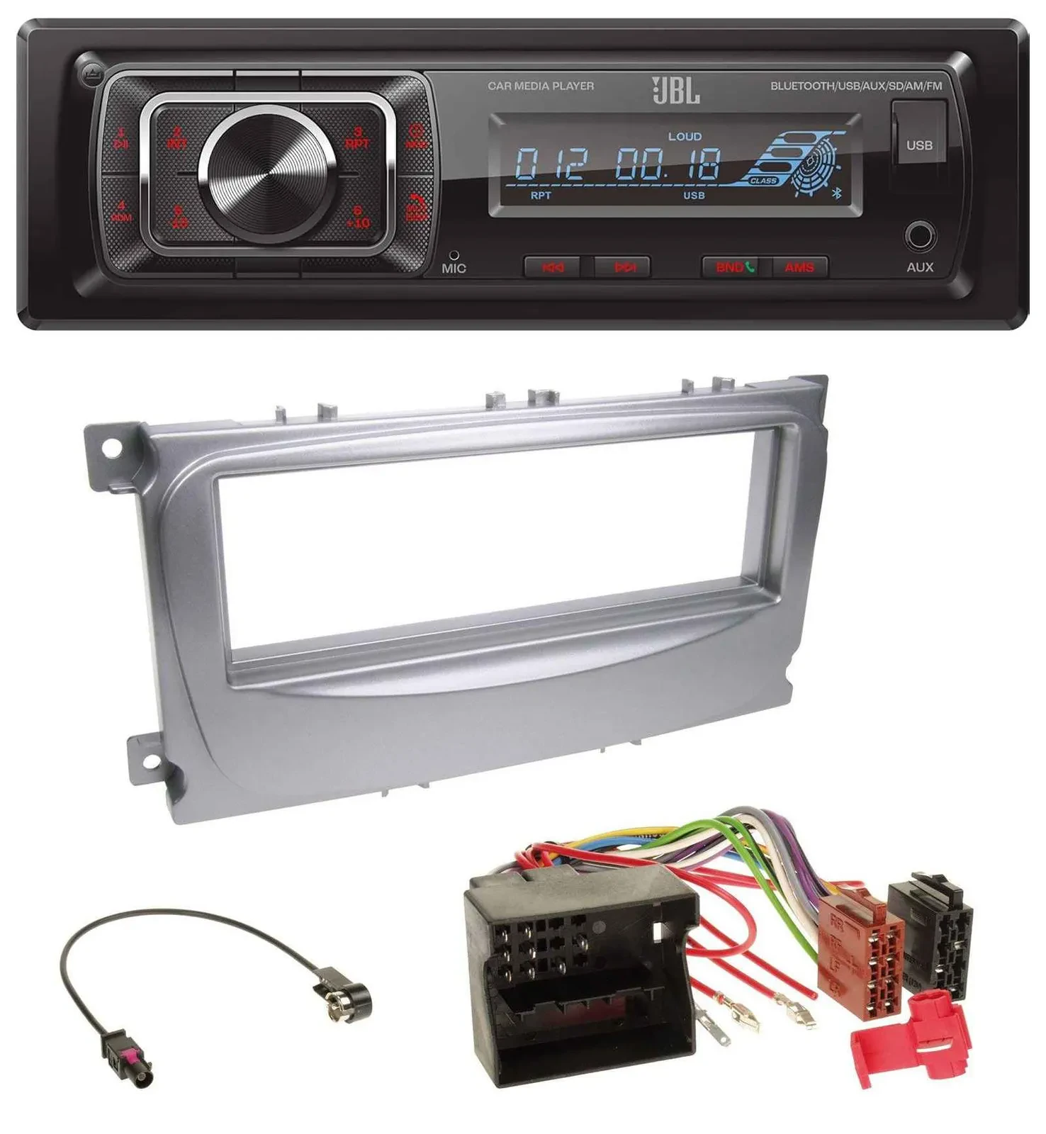 JBL SD AUX MP3 USB Bluetooth Autoradio für Ford S-Max Mondeo 07-14 silber