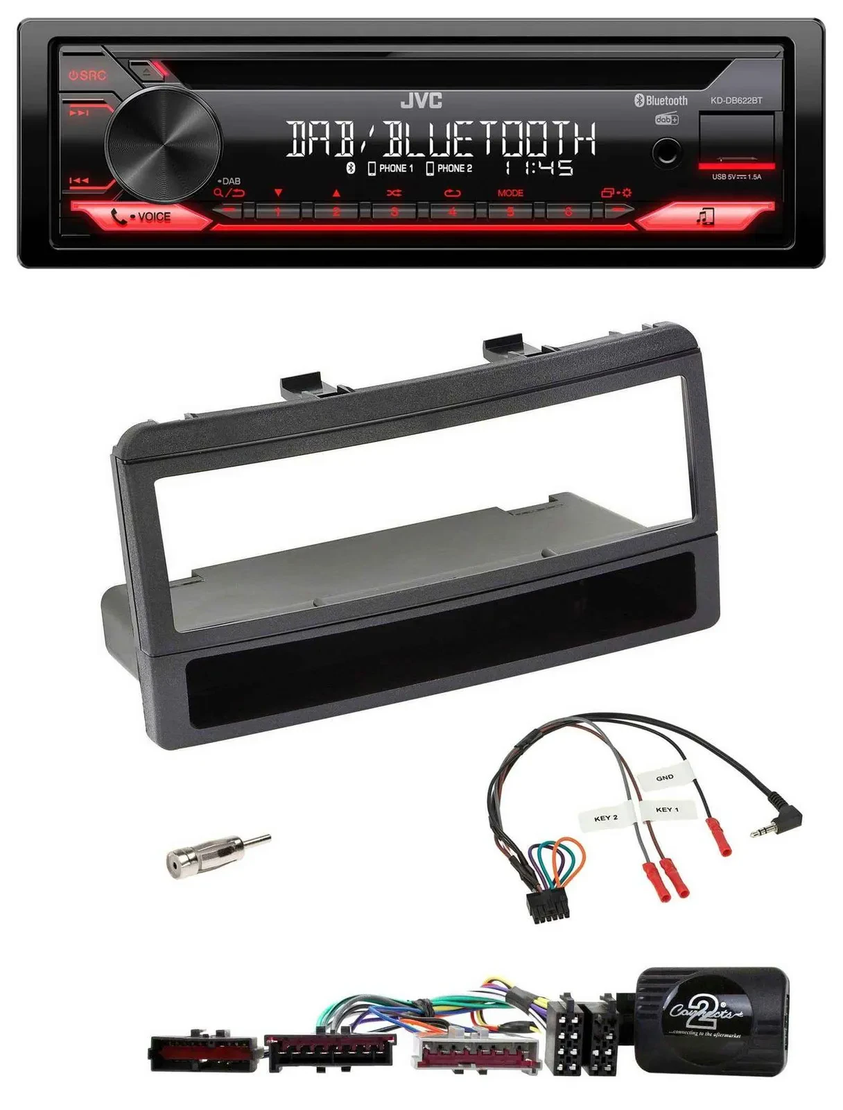 JVC CD DAB USB Bluetooth Lenkrad Autoradio für Ford Focus Escort Fiesta schwarz