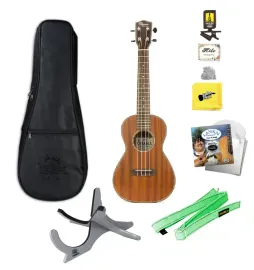 Ohana CK-35 All Solid Concert Ukulele with Bag, Tuner, Strings, Stand, More