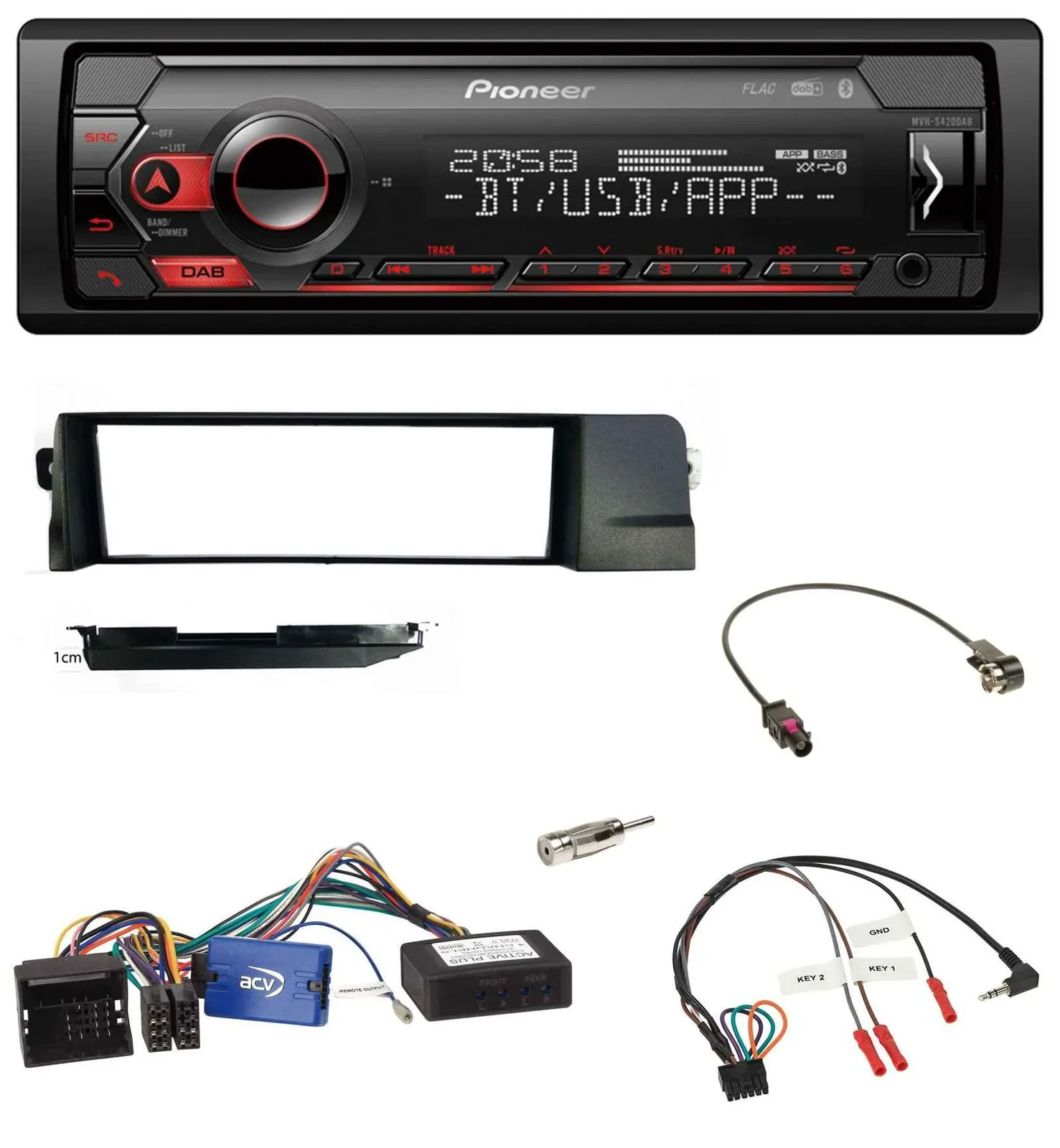 Pioneer Lenkrad USB DAB Bluetooth Autoradio für BMW 3er 01-07 E46 schwarz HQ