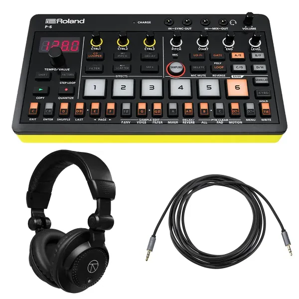Roland P-6 AIRA Compact Creative Sampler, Bundle with TAPH100 Closed-Back Studio