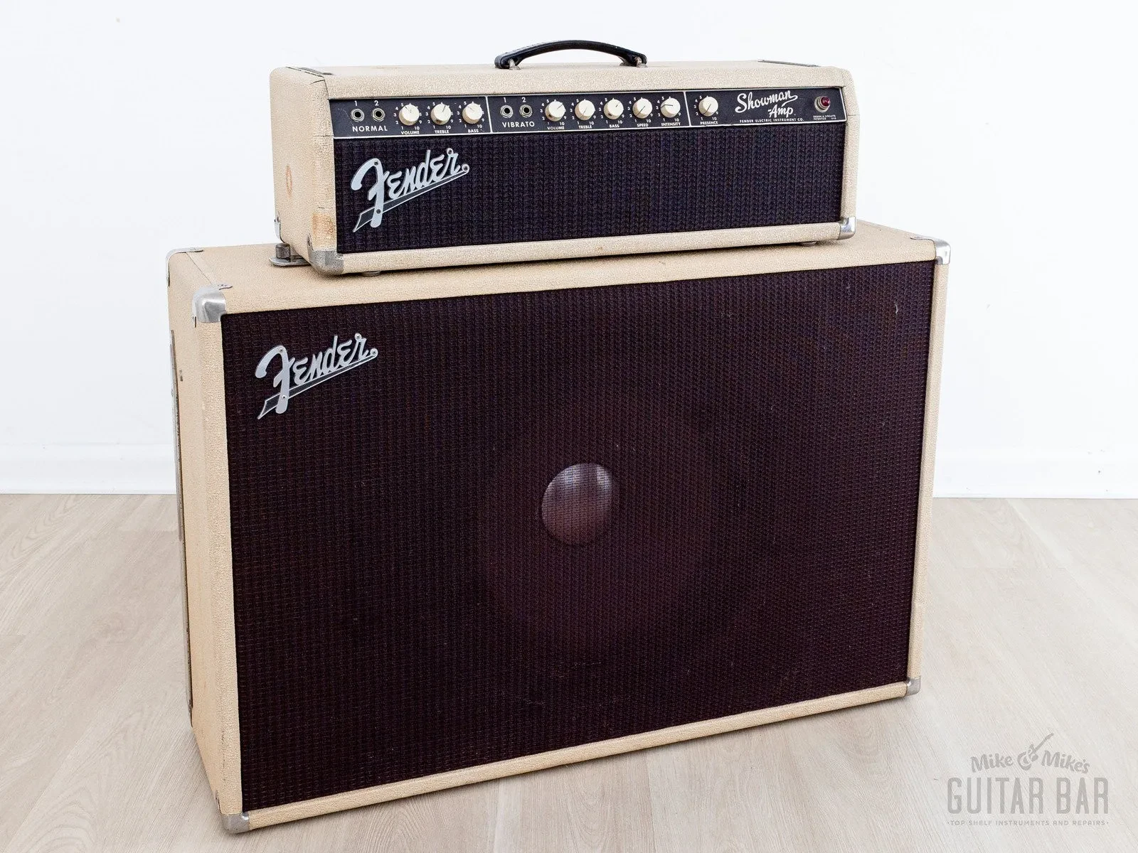 1962 Fender Showman Blonde Brown Panel Vintage Piggyback Tube Amp 1x15 Tone Ring