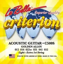 Струны для акустической гитары La Bella C500S 12-52, бронза