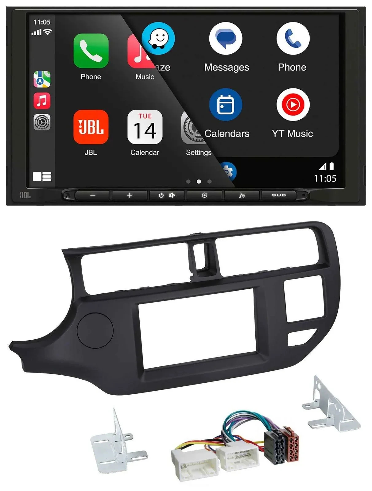 JBL MP3 DAB Bluetooth USB 2DIN Autoradio für Kia Rio 11-14 UB schwarz