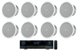 (8) JBL 4" Ceiling Speakers+2000w Bluetooth Amplifier For Restaurant/Bar/Cafe