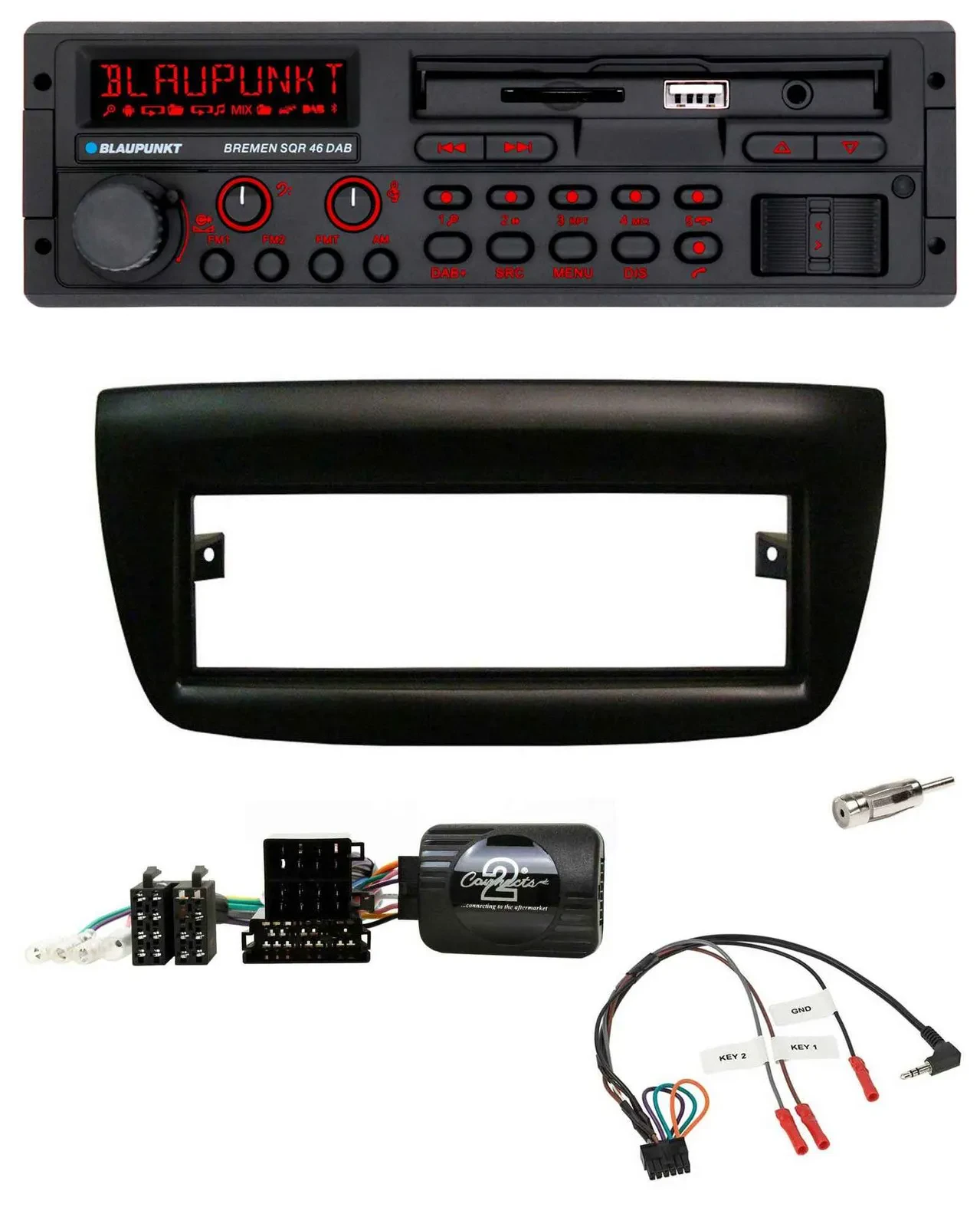 Blaupunkt SD Lenkrad USB Bluetooth DAB Autoradio für Fiat Doblo 2012-2015 schwar