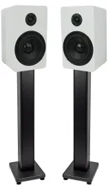 Pair Rockville RockShelf 58W White 5.25" Home Bookshelf Speakers + 28" Stands