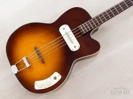 1961 Kay K5965 Pro Howlin' Wolf Vintage Hollowbody Bass Guitar Sunburst, Case