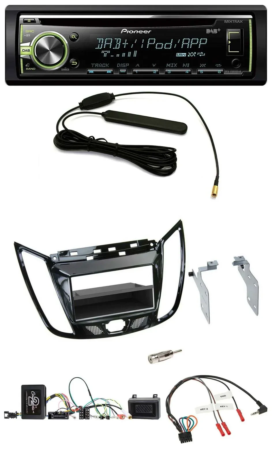 Pioneer MP3 USB CD DAB Lenkrad Autoradio für Ford C-Max Kuga Klavierlack schwarz