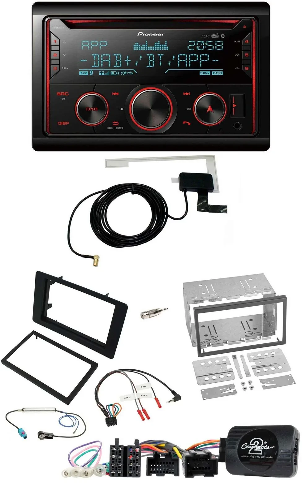Pioneer 2DIN Lenkrad DAB USB CD Bluetooth Autoradio für Saab 9-5 2008-2010