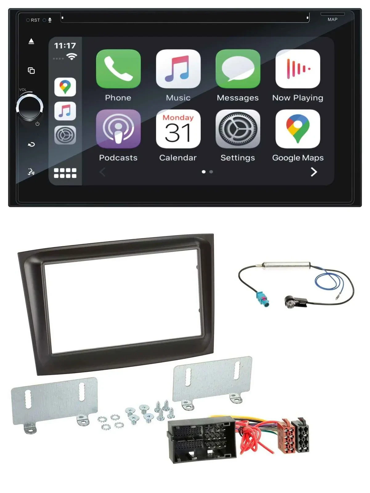 Blaupunkt 2DIN Bluetooth DAB USB DVD MP3 Autoradio für Fiat Doblo ab 2015 schwar