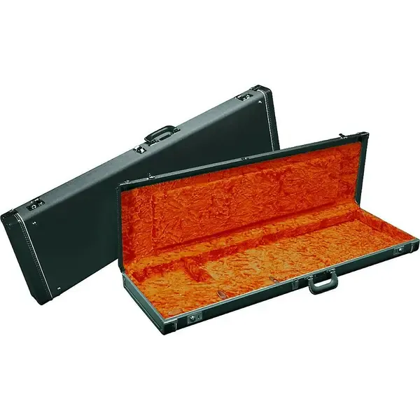 Кейс для бас-гитары Fender Jazz Bass Hardshell Case Black Orange Plush Interior