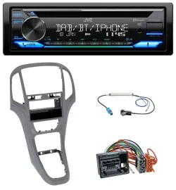 Автомагнитола JVC Bluetooth MP3 USB DAB CD для Opel Astra J (с 2009), титановый серый