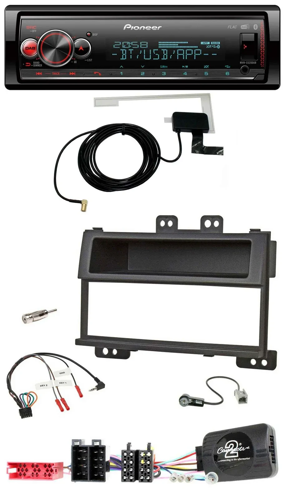 Pioneer Bluetooth DAB USB Lenkrad Autoradio für Hyundai i20 ISO 2009-11 schwarz