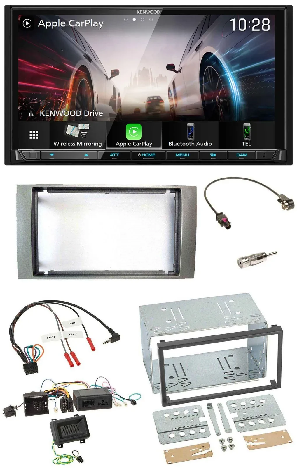 Kenwood Lenkrad 2DIN USB DAB Bluetooth Autoradio für Ford Kuga 2008-2012 silber