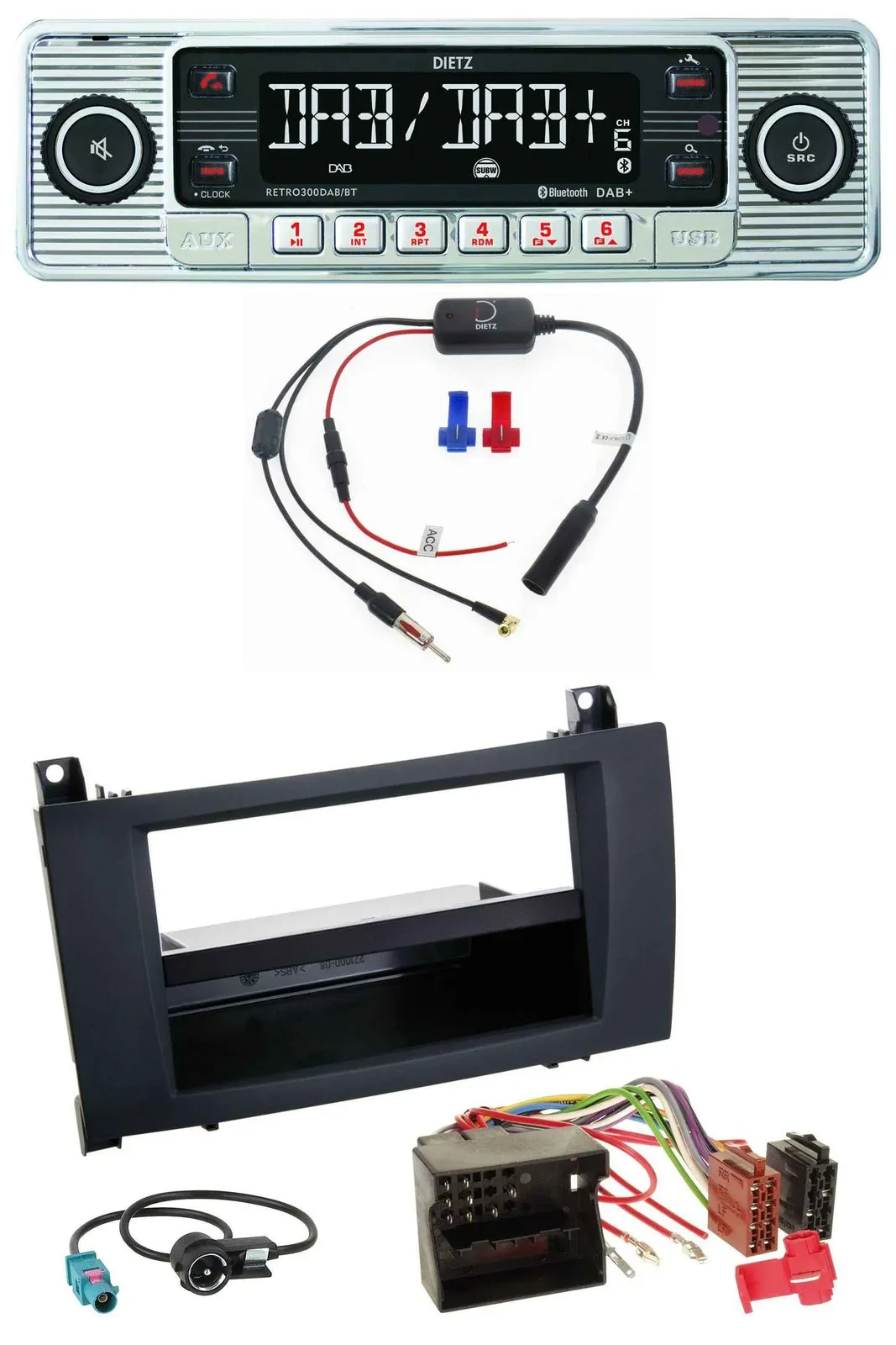 Dietz DAB USB MP3 Bluetooth Autoradio für Mercedes SLK (R171, 2004-2011)