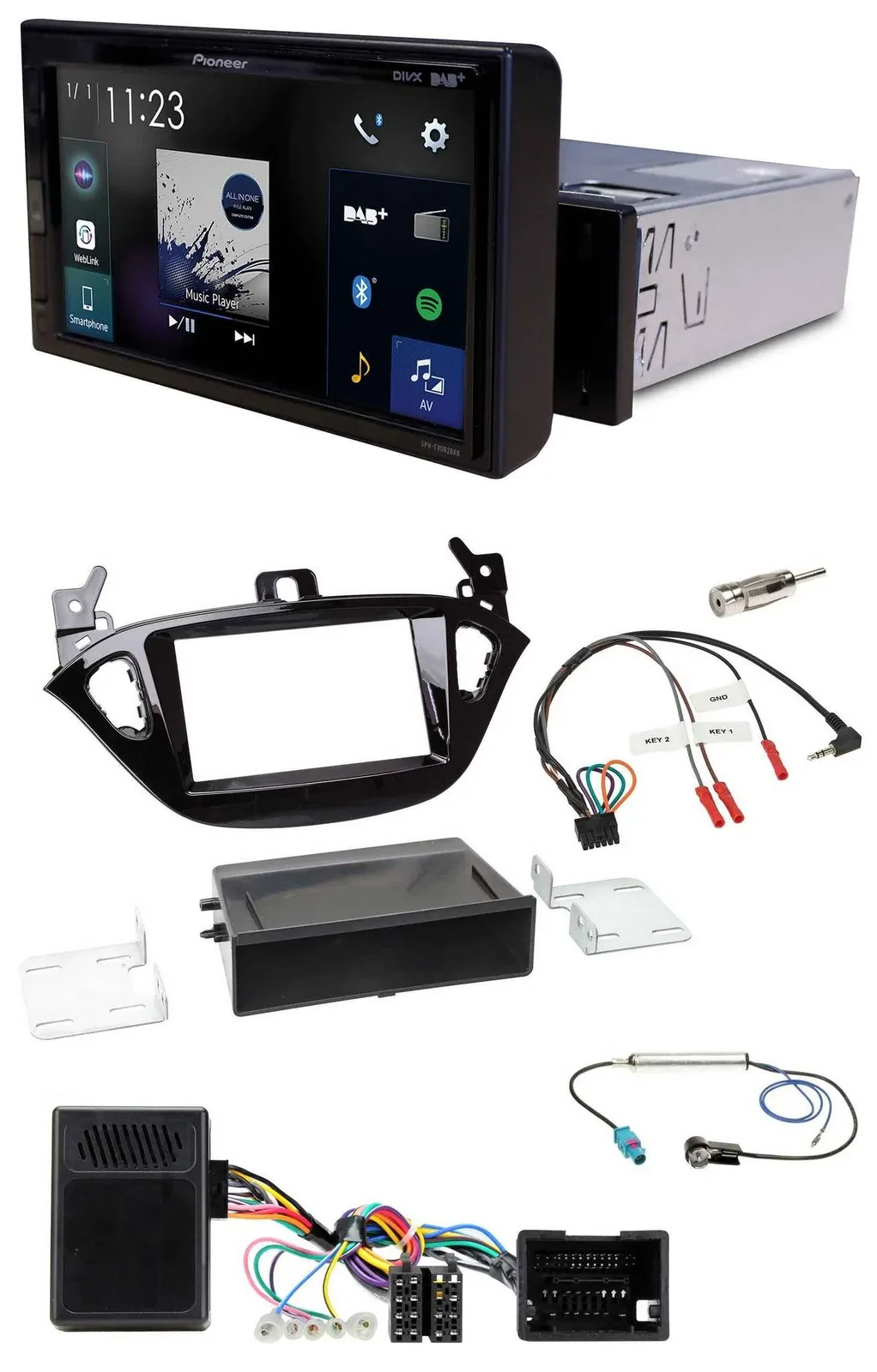 Pioneer DAB Lenkrad Bluetooth USB Autoradio für Opel Adam ab 2013 Corsa E Ablage