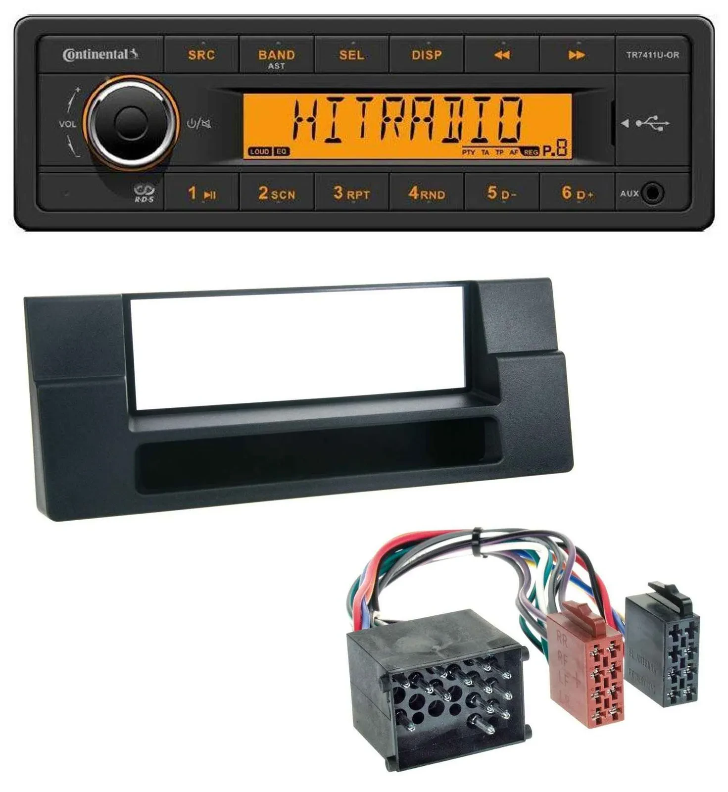 Continental 1DIN USB AUX MP3 Autoradio für BMW X5 E53 5er E39 Rundpin Ablagefach