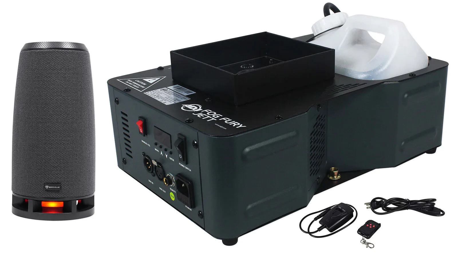 Дым-машина American DJ Fog Fury Jett 700W, вертикальная, 12 LED, DMX, с пультом (набор, с RockShip)