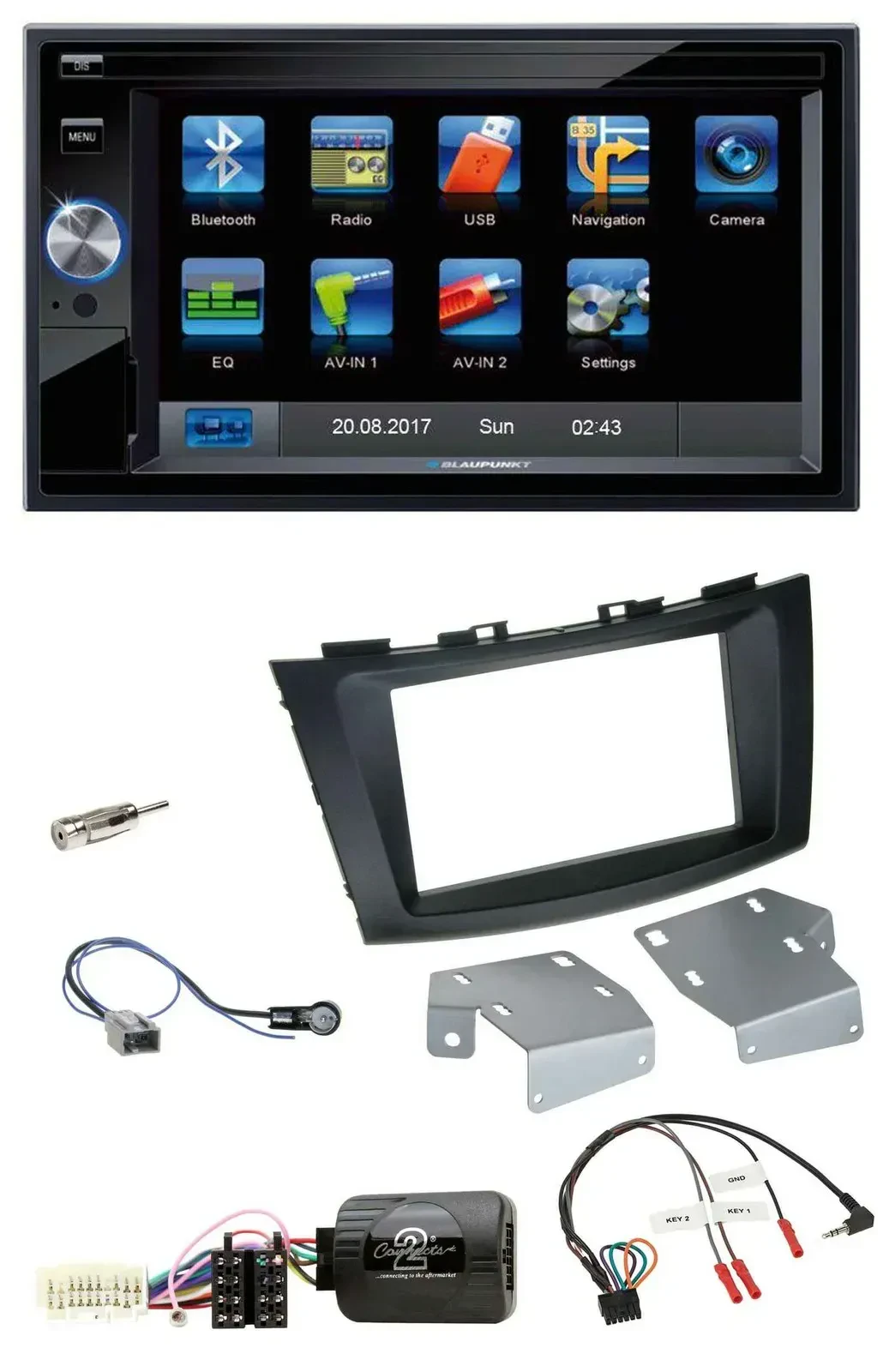 Blaupunkt SD Bluetooth 2DIN MP3 USB Lenkrad Autoradio für Suzuki Swift ab 2011