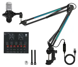 Technical Pro MIX1 Rechargeable Podcasting Podcast Recording MIxer w/Mic+Boom