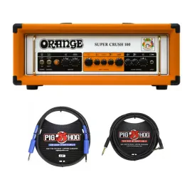 Orange Amps Super Crush 100W Guitar Amplifier Head with Speaker Cable Bundle