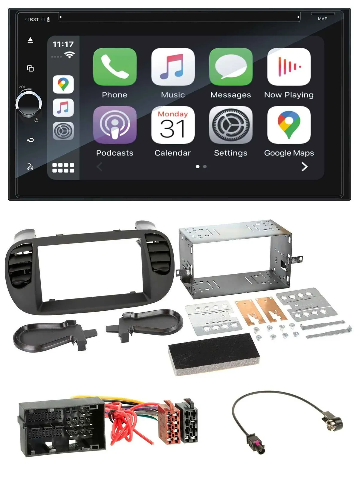 Blaupunkt 2DIN Bluetooth DAB USB DVD MP3 Autoradio für Fiat 500 ab 12 soft touch